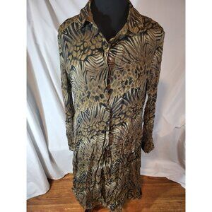 Robbie Bee 2 Piece 100% Silk Jacket & Sleeveless Dress Brown Animal  Print SZ 10